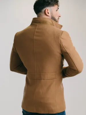 MANTEAU EN LAINE AVEC FOURRURE CAMEL