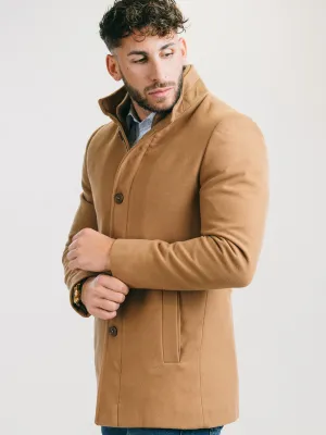 MANTEAU EN LAINE AVEC FOURRURE CAMEL