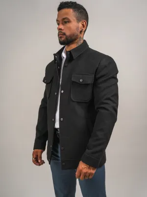 MANTEAU EN LAINE QUATRE POCHES NOIR
