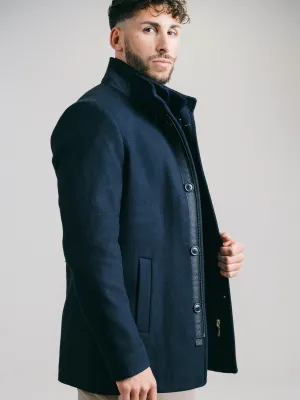 MANTEAU EN LAINE AVEC FOURRURE BLEU