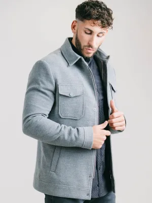 MANTEAU EN LAINE QUATRE POCHES GRIS