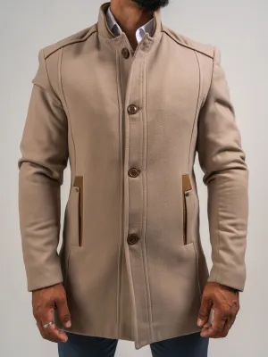 MANTEAU EN LAINE CRÈME ET CAMEL