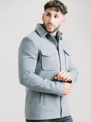 MANTEAU EN LAINE QUATRE POCHES GRIS