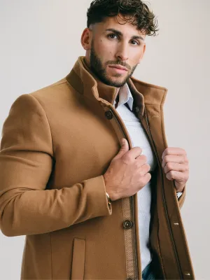 MANTEAU EN LAINE AVEC FOURRURE CAMEL