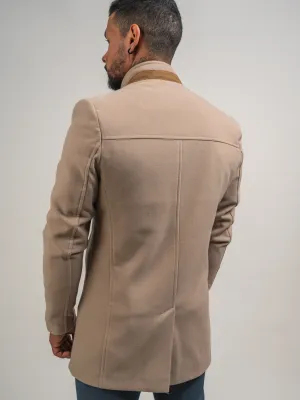 MANTEAU EN LAINE CRÈME ET CAMEL