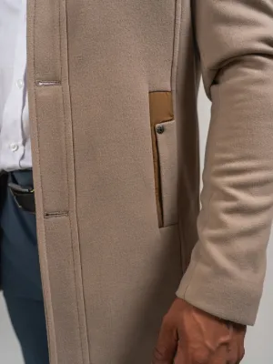 MANTEAU EN LAINE CRÈME ET CAMEL