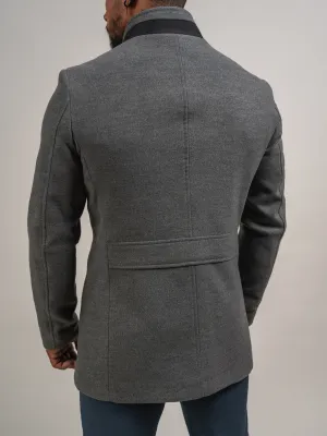 MANTEAU EN LAINE AVEC FOURRURE GRIS