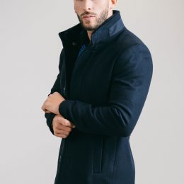 Produit MANTEAU EN LAINE AVEC FOURRURE BLEU Image